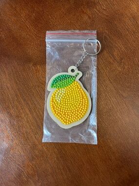 Lemon Shaped Beaded Keychain - Yellow & Green